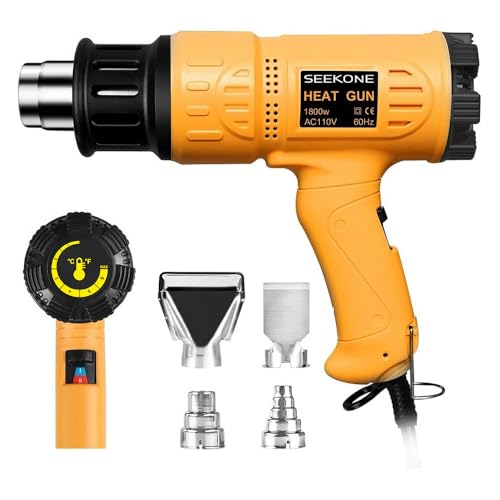 SEEKONE Heat Gun 1800W 122℉-1202℉（50℃- 650℃）Fast Heating Heavy Duty Hot Air Gun Kit Variable Temperature Control Overheat ...