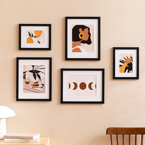 eletecpro 5x7 Picture Frames Set of 10 with Clear Acrylic Cover, Tabletop Decor, Displays 4x6 Photos with Mat or 5x7 Witho...