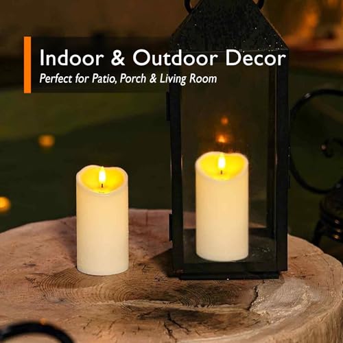 Homemory 6"x3" Outdoor Waterproof Flameless Candles, LED Candles, Battery Operated Candles with Remote and Timers, Electri...