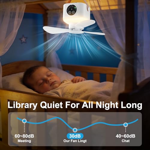 Liomus Portable Camping Fan with Lights,LED Hanging Ceiling Fan With Remote&Timer, 9.25" Wireless Rechargeable Tent Fan,4 ...