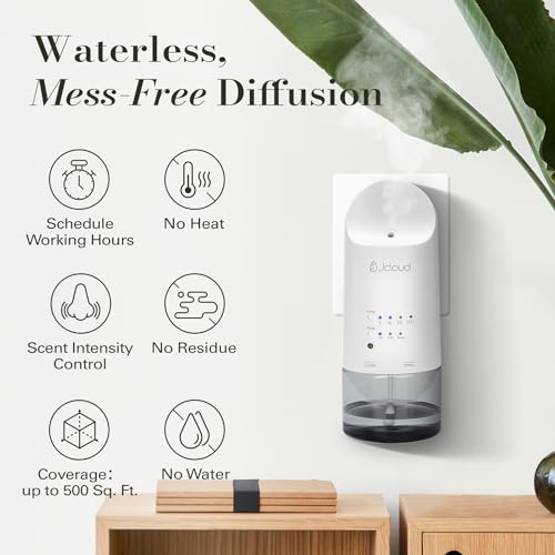 JCLOUD Plug in Diffuser for Essential Oils, Waterless Scent Diffuser Cover Up to 500 Sq. Ft. for Home, Office, Spa – Porta...