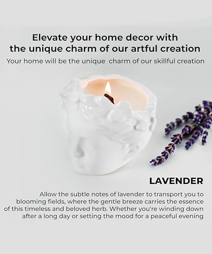 Wood Wick Candles That Crackle Like Fireplace - Anthropologie Vintage Greek Bust Face Sculpture Ceramic Candle - Classical...