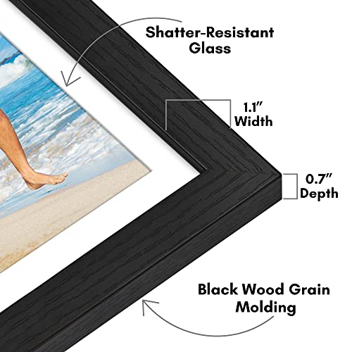 Americanflat 12x18 Poster Frame with Shatter-Resistant Glass - Use as 11x17 Frame with Mat or Display 12x18 Photo Without ...