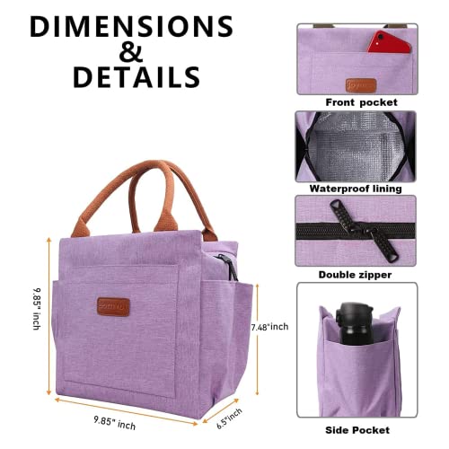 Joymee Lunch Bag Women Insulated Lunch Box Reusable Leakproof Large Spacious Cooler Tote for Women Men Adult with Bottle H...