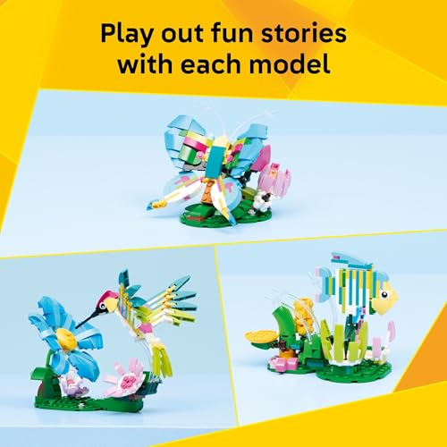 LEGO Creator 3 in1 Wild Animals: Colorful Hummingbird Building Toy for Girls, Boys, & Kids, Ages 8+ - Build a Bird, Butter...