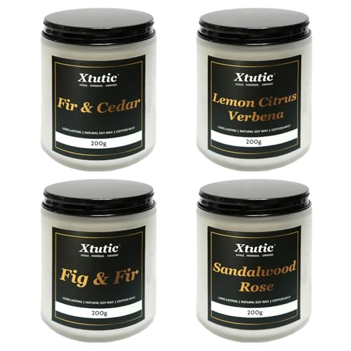 Xtutic Scented Soy Candles Sets, 7oz in White Frosted Jar - 200-Hour Burn Time, Aromatherapy Candle for Home Decor, Cozy G...