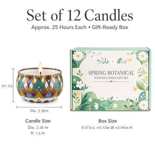 YINUO Scented Candle Gift Set for Women, 12 Pack Soy Wax Aromatherapy Candles, Floral, Citrus & Fresh Scents, Birthday Gif...
