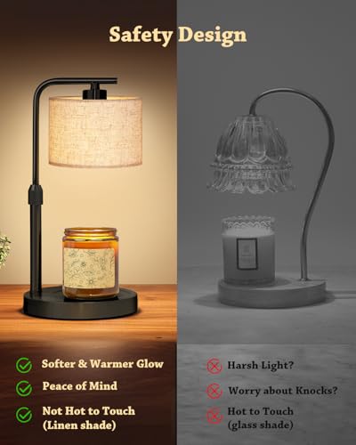 Candle Warmer Lamp with Timer Dimmer, Height Adjustable Modern Farmhouse Candle Warmer, Electric Candle Lamp Warmer with 2...