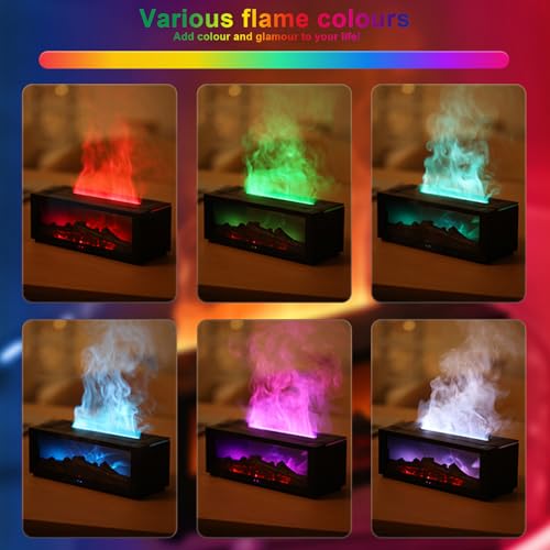 Holwim Fireplace Essential Oil Diffuser, Aromatherapy Diffuser, 150ml Ultrasonic Cool Mist Humidifier, 7 Colors Firelight ...