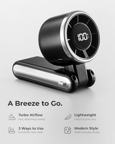 Bearwind Portable Handheld Turbo Fan - 5 Gear High Speed 4000mAh Rechargeable Mini Personal Hand Fan Blow Cold Air, Batter...