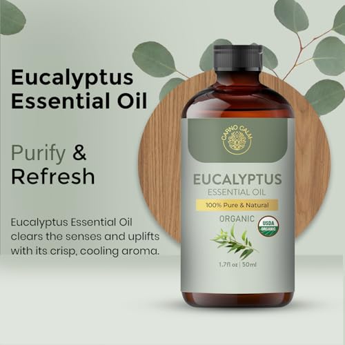Carno Calm Eucalyptus Essential Oil | USDA Certified Organic Eucalyptus Oil | Ideal for Aromatherapy Skin and Hair | for D...
