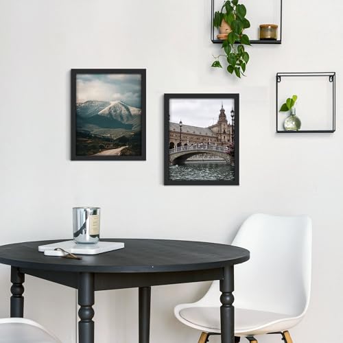 Fisnish 11x14 Picture Frame, for Tabletop Display, Horizontal or Vertical Wall Mounting, Black
