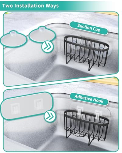 HapiRm Multifunctional Sponge Holder with Unique M-Shaped, 2 Installation Methods Kitchen Sink Caddy Organizer, Rustproof ...