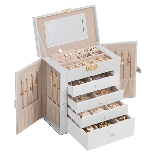SONGMICS 5-Layer Jewelry Box Organizer with 4 Drawers, Jewelry Storage Case with Lock and Mirror, Large Storage Capacity, ...