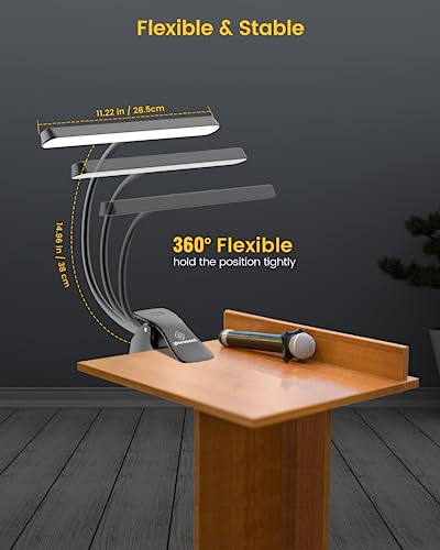 Glocusent Super Bright Eye-Caring Music Stand Light, Clip on Piano Lamp with 3 Colors & 5 Brightness Levels, 57 LEDs, USB-...