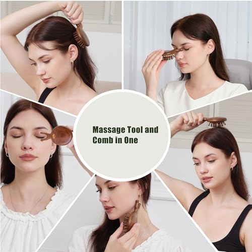 Mother’s Day Gift for Mom – Wooden Scalp Massager Brush & Comb Set, in Premium Gift-Ready Box – Natural Wood Head Massage ...