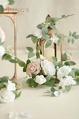 Ling's moment 6Pack 1.8ft Artificial Flowers Garland White Rose Lantern Flower Arch Floral Centerpieces Wedding Aisle Chai...