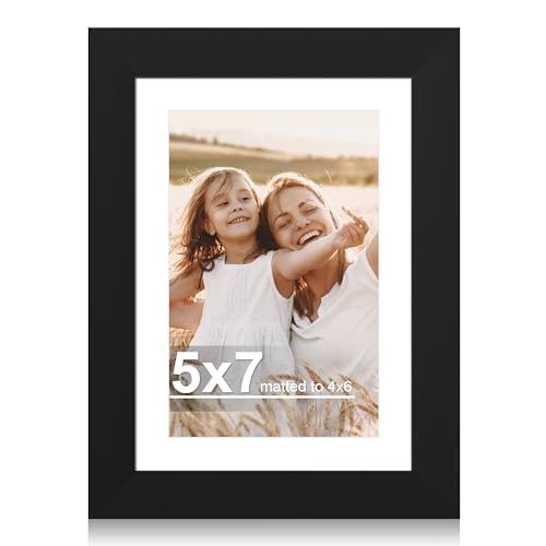 Hongkee 5x7 Picture Frame with Glass, Display Pictures 4x6 with Mat or 5 x 7 without Mat - Wall and Tabletop, 5 by 7 Photo...