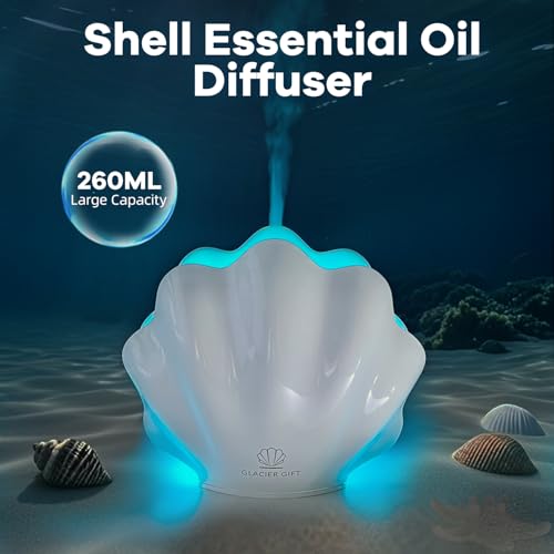 Essential Oil Diffuser 260ML, Shell Aroma Diffuser with Remote Control, 7 Colors LED Night Light for Bedroom Home Relaxati...
