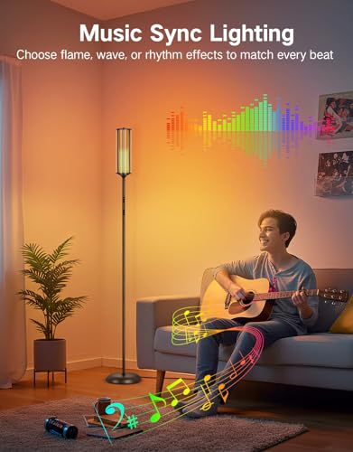 OUTON Bright Smart Floor Lamp with Remote, App & Touch Control, RGB Color Changing Standing Lamp, 2200K-6500K Dimmable, 3 ...