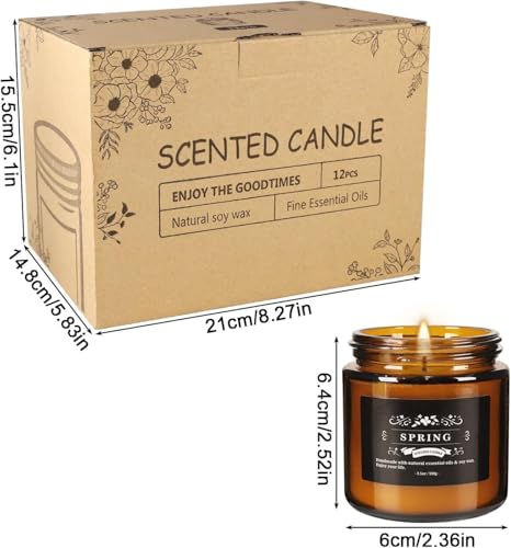 YOROXRG 12 Pcs Scented Candles with Added Natural Essential Oils, 3.05oz, Suitable for Various Festivals, Parties, Yoga, a...