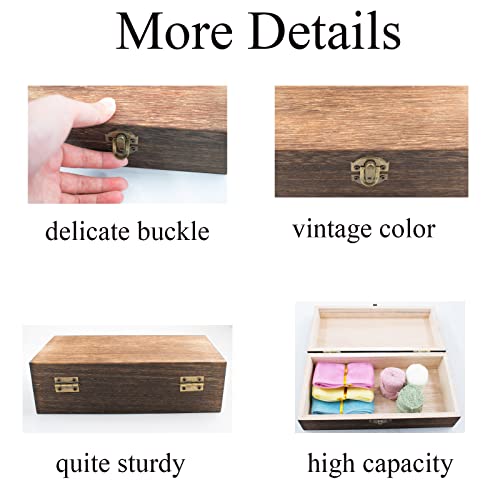 HingoFuni Wood Storage Box with Lid Solid Wood Container Box Decorative Table Large Rectangular Smooth Rustic Style Store ...