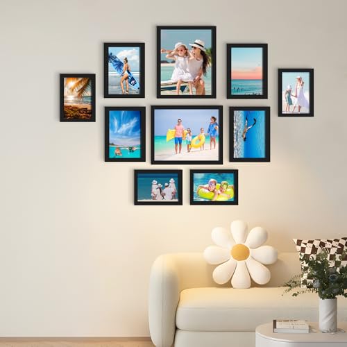 BESCRCL 10 Pack Picture Frames Collage Wall Decor, Gallery Wall Frame Set for Tabletop or Wall Mounting Display, Multi Siz...
