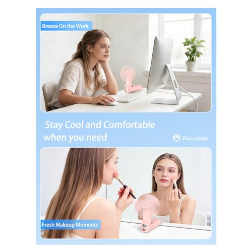 Dosododa Portable Handheld Fan, Small Mini Foldable Personal Fan [26H Max Cooling Time], 3 IN 1 USB Rechargeable for Trave...