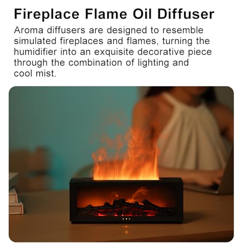 Essential Oil Diffuser, Fireplace Flame Air Diffuser Humidifier,7 Colors Aromatherapy Aroma Diffuser, Ultrasonic Aroma Hum...