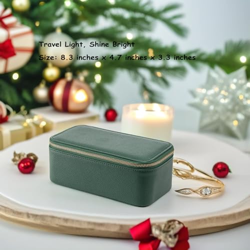 VLANDO Travel Jewelry Box Organizer – Portable PU Leather Jewelry Case with 6/8/12 Zippered Pouches, Compact Storage for E...