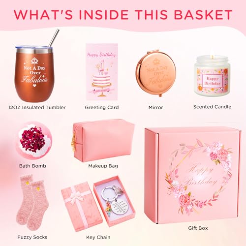 Birthday Gifts for Women,Unique Happy Birthday Gift for Her, Relaxation Spa Bath Birthday Gift Baskets for Female ,Gifts I...