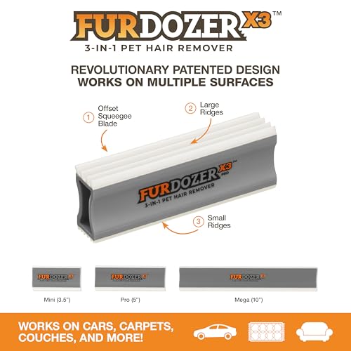 FurDozer Pet Hair Remover & Auto Detailing Tools - Cat & Dog Hair Remover for Carpets, Car Interiors, Couches, Bedding, & ...