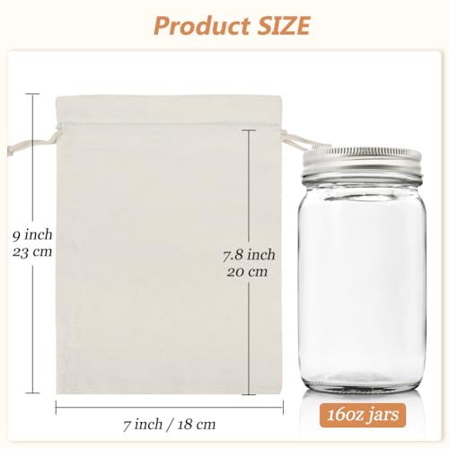 HRX Package 20pcs Cotton Canvas Bags 7x9 inches, Fabric Drawstring Gift Bags Pouches Sachet for Party Favors Craft DIY