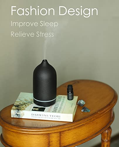 Essential Oil Diffuser,Handcrafted Ceramic Diffuser for Home,Ultrasonic Cool Mist Air Diffuser, 9 Colors Night Light with ...
