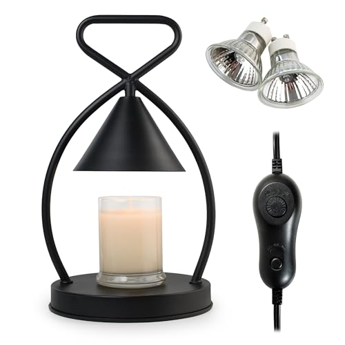 Candle Warmer Lamp with Timer - 1H, 2H, 4H, 2 Bulbs, Compatible with Jar Candles, Adjustable Light and Heat Output, Stylis...
