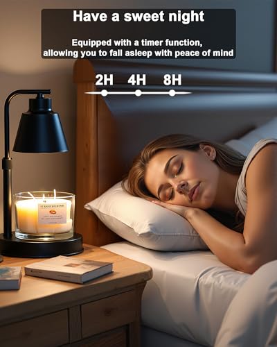 HONGZZI Candle Warmer Lamp with Timer - Adjustable Brightness & Height, 2 Free Bulbs Included | Wax Warmer Lamp for Jar Ca...