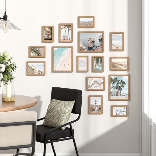 Venusmiles 15 Pack Picture Frames Collage Wall Decor, Gallery Frame Set for Wall Mounting or Tabletop Display, Multi Sizes...