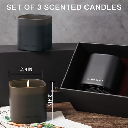 Luxury Scented Candles for Men Gift Set- 3 Pack Teakwood,Sandalwood & Vanilla Mens Candles | Essential Oil Soy Wax Candle ...