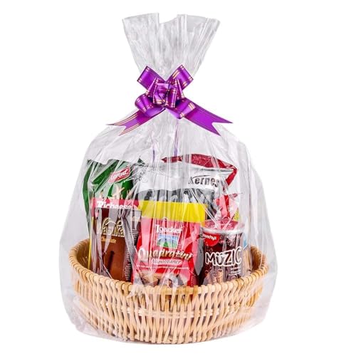 Awpeye 20 Pack Clear Basket Bags 24"x30", Large Cellophane Gift Bags, Fit up to 13.5" Round or 10" Square Baskets, 2 Mil T...