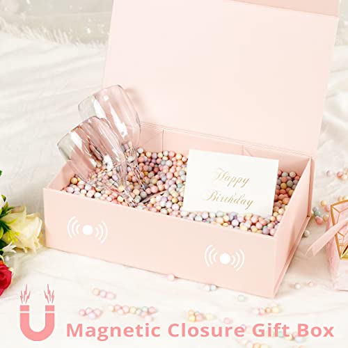 MONDEPAC Gift Box 12" x 6" x 4",Large Gift Box with Lid, Pink Boxes for Presents,Birthday,Valentine's Day,Mother's Day,Chr...