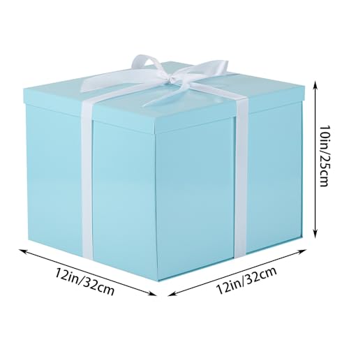 Large Gift Box with Lid 12.5x12.5x10 Inches, Blue Gift Boxes for presents Packaging for Birthdays, Valentine's Day, Christ...