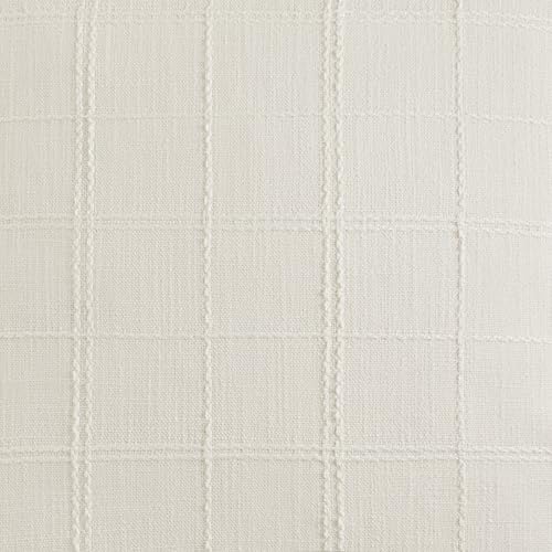 ZeeMart Linen Checked Throw Pillow Covers Set of 2, 18x18 Inch Ivory/Cream, Farmhouse Decorative Single Sided Grid Embroid...