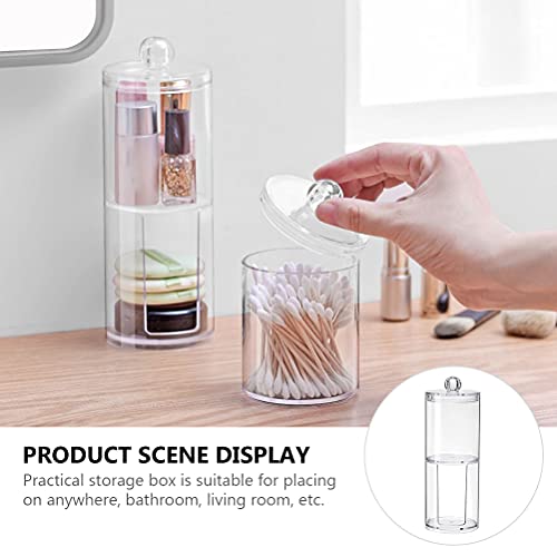 Cotton Swab Container and Cotton Pad Storage Box Double Layer Plastic with Lid, Desktop Organizer for Makeup Removal and B...