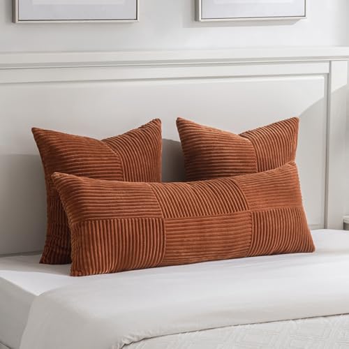 Fancy Homi 2 Packs Rust Boho Decorative Throw Pillow Covers 18x18 Inch for Couch Bed Sofa, Farmhouse Fall Home Decor, Soft...