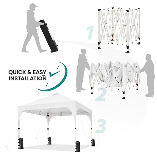 Yaheetech 10x10 Pop Up Canopy Tent with Vent, Easy Set Up Tent, Instant Sun Shelter Canopy with Wheeled Bag, 4 Sandbags, 1...