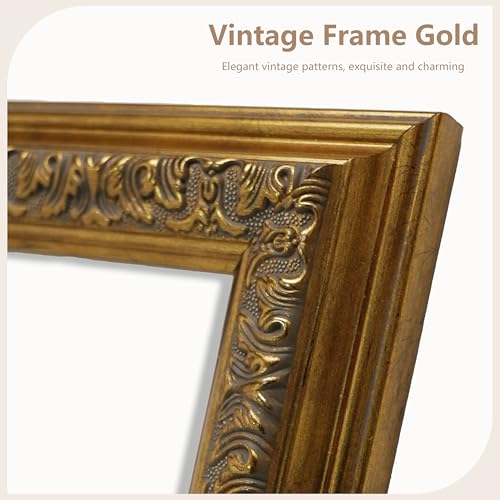 VIOLABBEY 11x17 Picture Frame Gold, Vintage Photo Frames Ornate without Mat for Wall Hanging