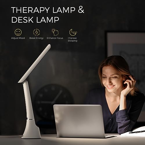 COTLIKE Light Therapy Lamp, 10000 LUX UV-Free LED Sunlight Light, Full Spectrum Mood Light Happy lamp, Touch Control Desk ...