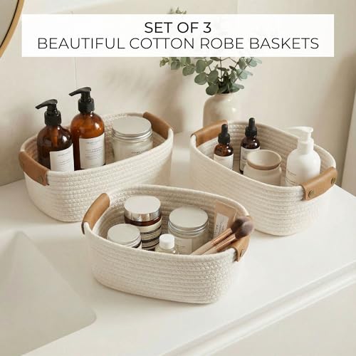 Beautiful Storage Basket Set of 3 - Sturdy Jute Rope Baskets for Shelves Are Perfect for Organizing Your Home - Quality St...