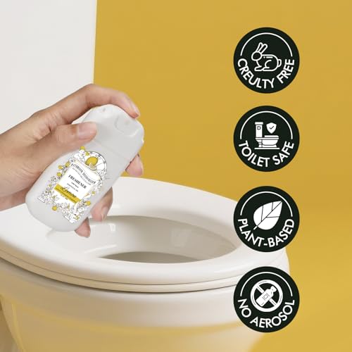 Pocket Size Toilet Spray for Poop, 2 Pack Lemon Scent, Bathroom Odor Eliminator with Removable Hook,Travel Essentials Variety