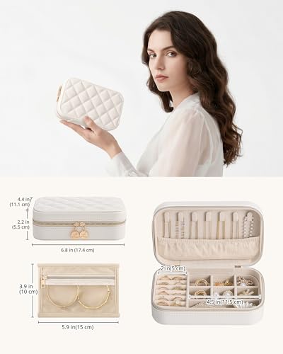 Lolalet Travel Jewelry Case for Women Girls, Travel Jewelry Organizer with Clear Storage Bag Small Portable Jewelry Box fo...